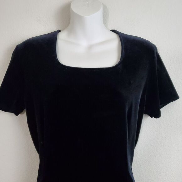 Hillard & Hanson Vintage Dress 8 Black Velvet Mini Grunge 90s Y2K Whimsigoth - Picture 2 of 11